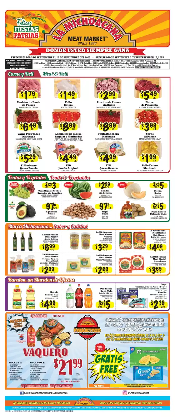 La Michoacana Weekly ad