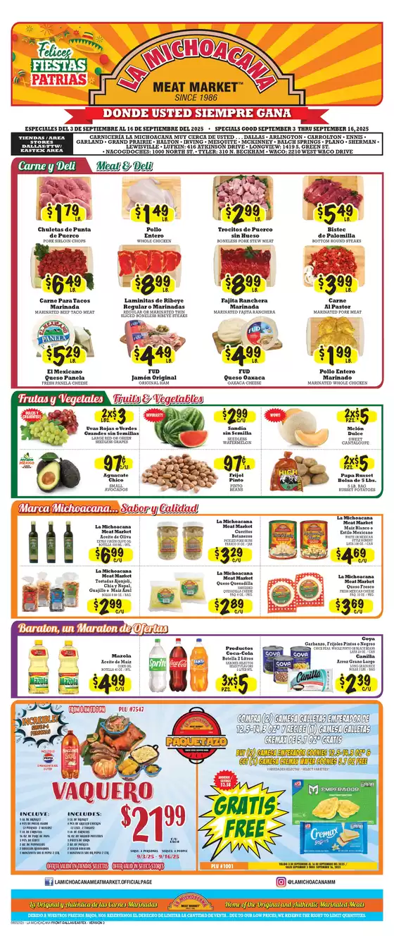 La Michoacana Weekly ad