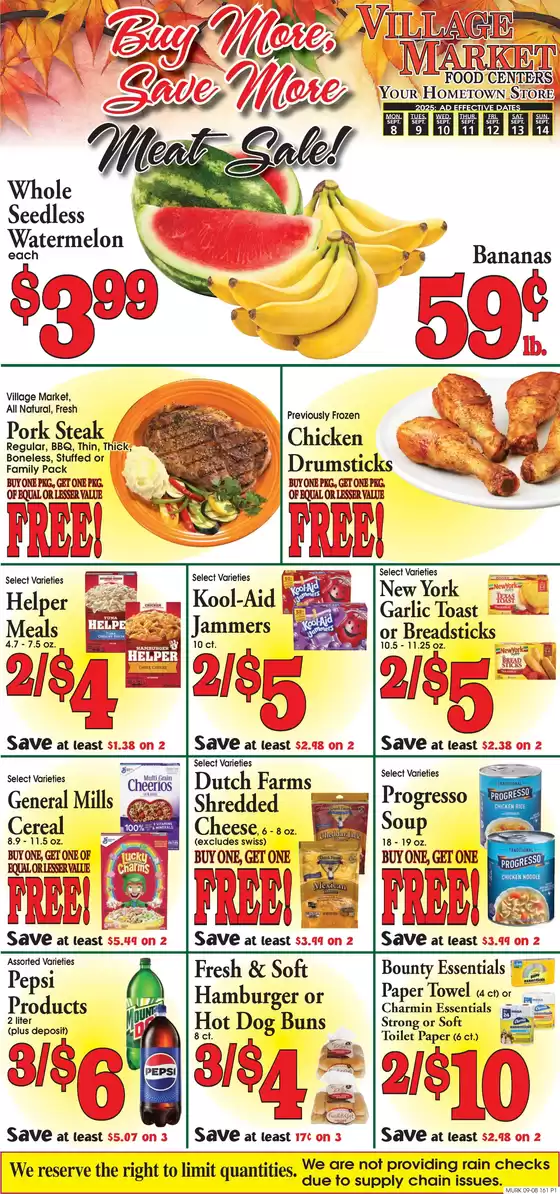 Village Market Food Centers catalogue in Ocean Springs MS | Exclusive deals and bargains | 2025-09-08T00:00:00.000Z - 2025-09-14T00:00:00.000Z