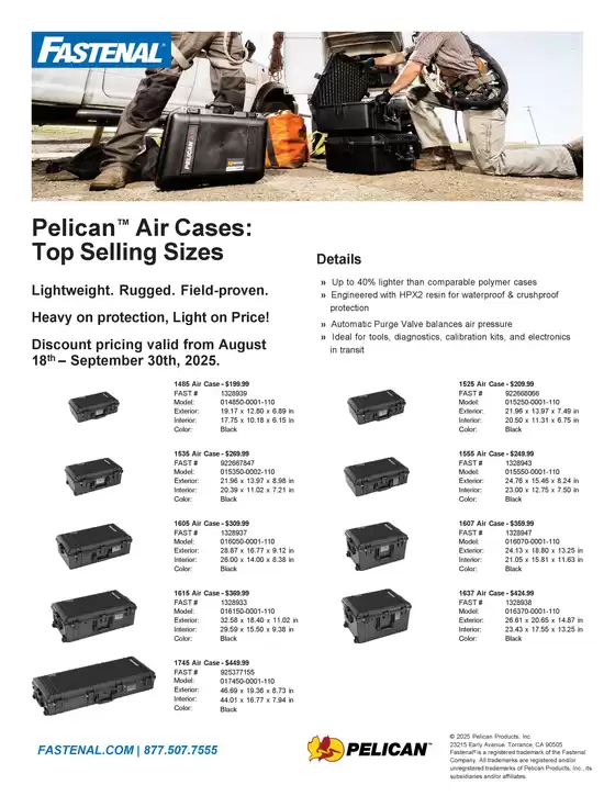 Fastenal catalogue in Damascus MD | Fastenal Pelican Q3 Promo | 2025-09-01T00:00:00.000Z - 2025-12-31T00:00:00.000Z