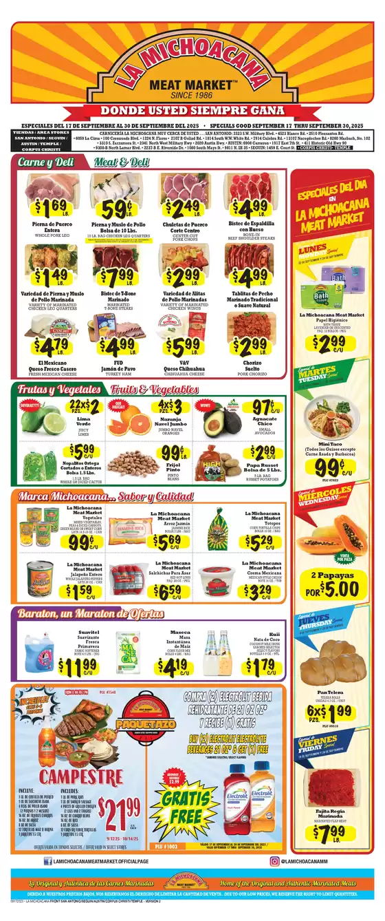 La Michoacana Weekly ad