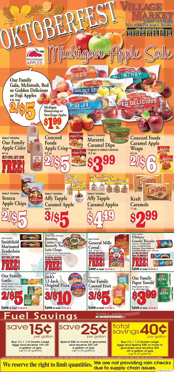 Village Market Food Centers catalogue in Roanoke IL | Current bargains and offers | 2025-09-22T00:00:00.000Z - 2025-09-28T00:00:00.000Z