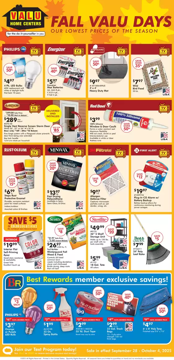 Valu Home Centers catalogue in Charleston IL | Valu Home Centers weekly ad | 2025-09-28T00:00:00.000Z - 2025-10-04T00:00:00.000Z