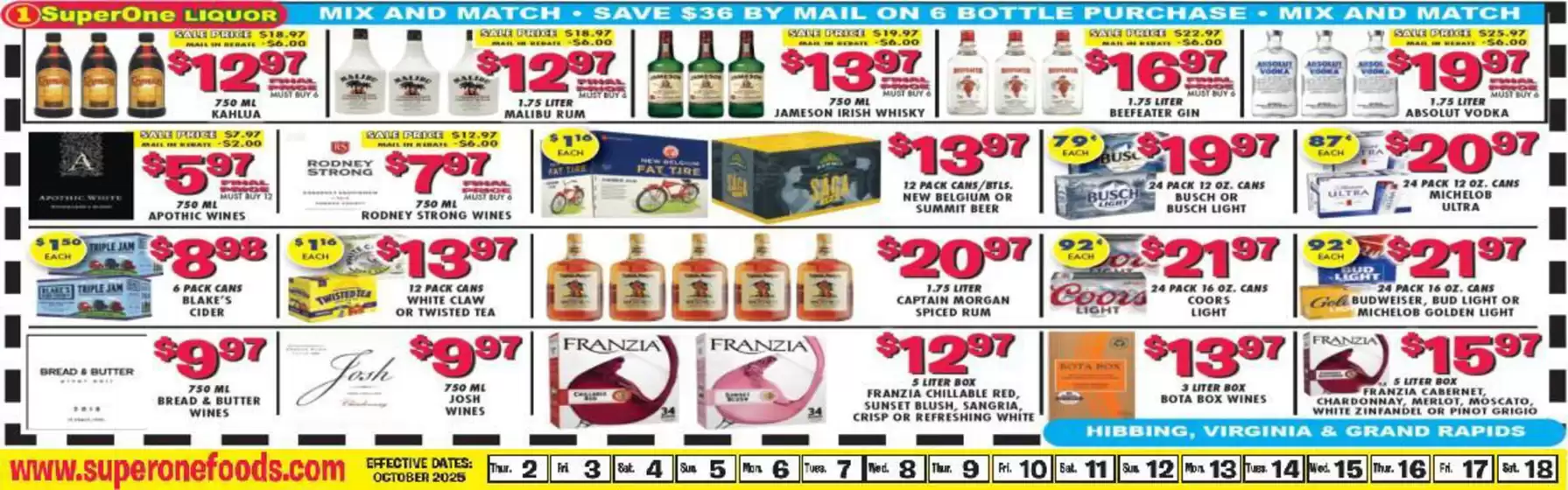 Super One Foods catalogue in Port Chester NY | Liquor Ad Savings | 2025-10-10T00:00:00.000Z - 2025-10-18T00:00:00.000Z