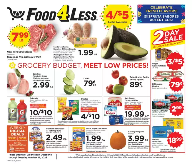 Food 4 Less catalogue in Newberry FL | Discover attractive offers | 2025-10-08T00:00:00.000Z - 2025-10-14T00:00:00.000Z