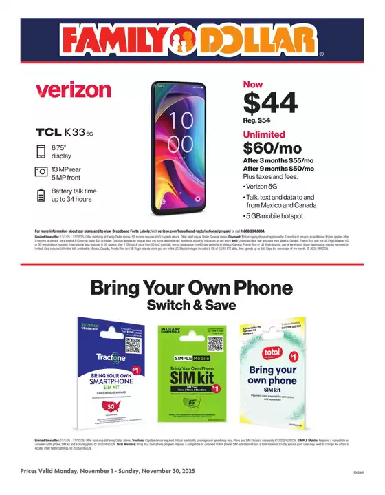 Family Dollar catalogue in Hilliard OH | AT&T/Tracfone | 2025-11-01T00:00:00.000Z - 2025-11-30T00:00:00.000Z