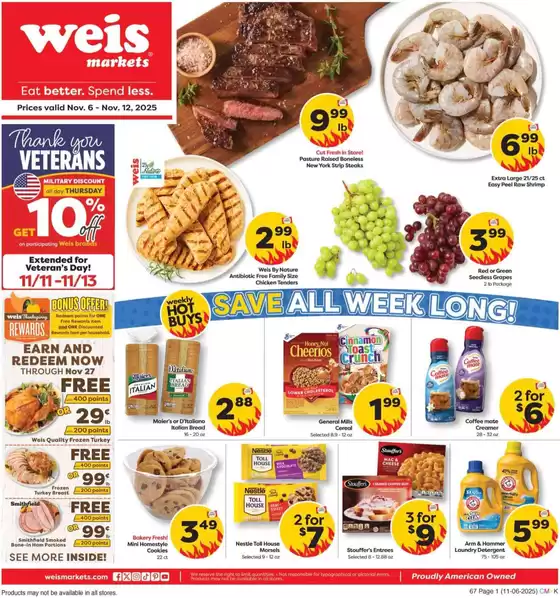 Weis Markets catalogue in Cleveland OH | Great offer for bargain hunters | 2025-11-06T00:00:00.000Z - 2025-11-12T00:00:00.000Z