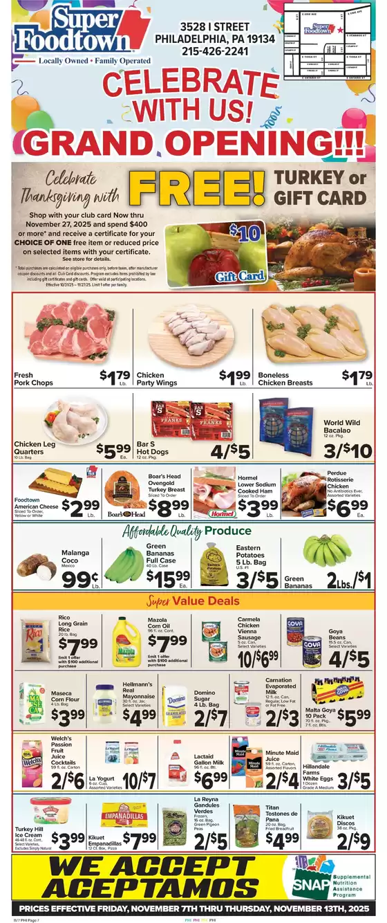 Foodtown supermarkets catalogue in New York | Foodtown supermarkets weekly ad | 2025-11-07T00:00:00.000Z - 2025-11-13T00:00:00.000Z