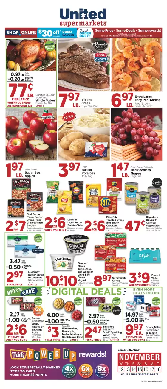 United Supermarkets catalogue in Arlington MA | Top deals and discounts | 2025-11-11T00:00:00.000Z - 2025-11-18T00:00:00.000Z