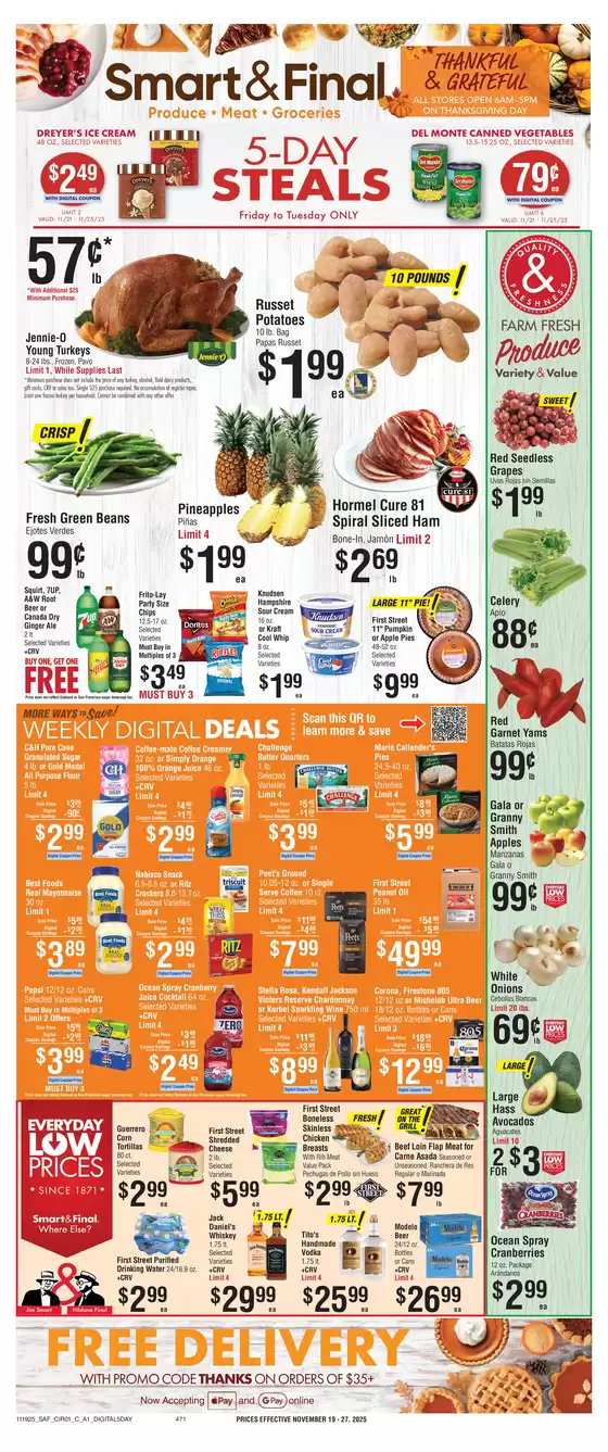 Smart & Final catalogue in Holland MI | Weekly Ad Savings (11/19/2025 - 11/27/2025) | 2025-11-21T00:00:00.000Z - 2025-11-25T00:00:00.000Z