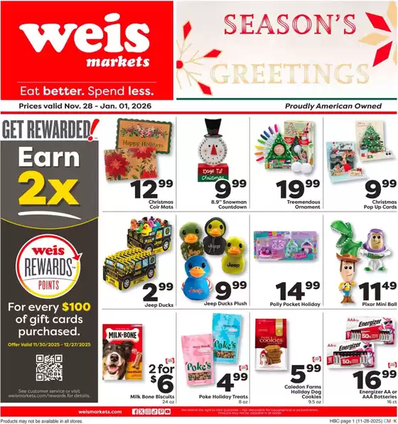 Weis Markets catalogue in Hughesville MD | Exclusive deals and bargains | 2025-11-28T00:00:00.000Z - 2026-01-01T00:00:00.000Z