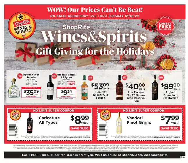 ShopRite catalogue in Kissimmee FL | ShopRite Wine & Spirits - 12/03 | 2025-12-03T00:00:00.000Z - 2025-12-16T00:00:00.000Z