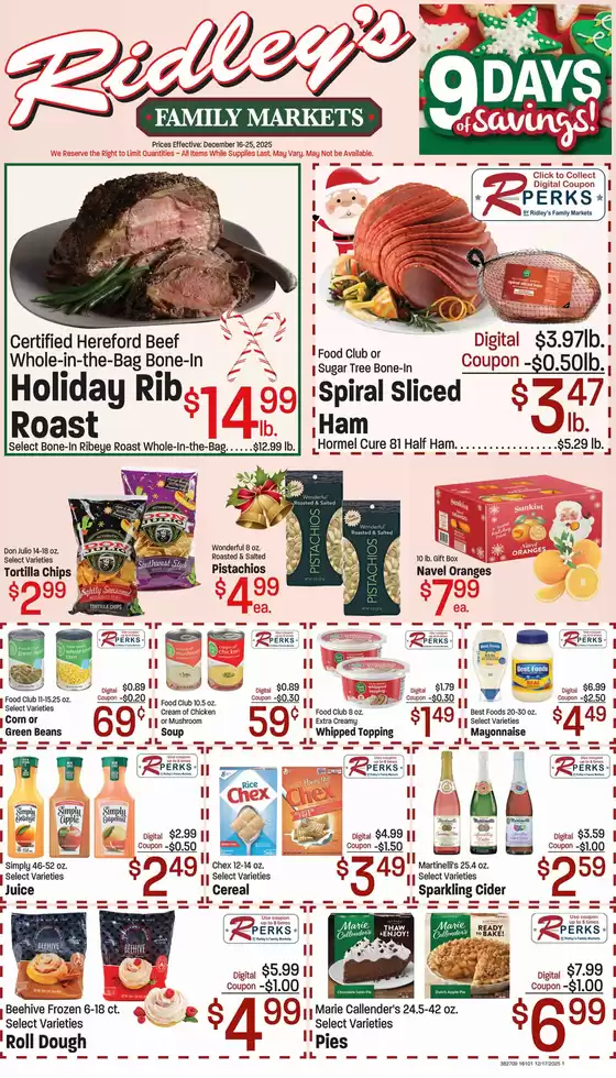 Ridley's Family Markets catalogue in Mount Pleasant SC | Top deals for all customers | 2025-12-16T00:00:00.000Z - 2025-12-25T00:00:00.000Z