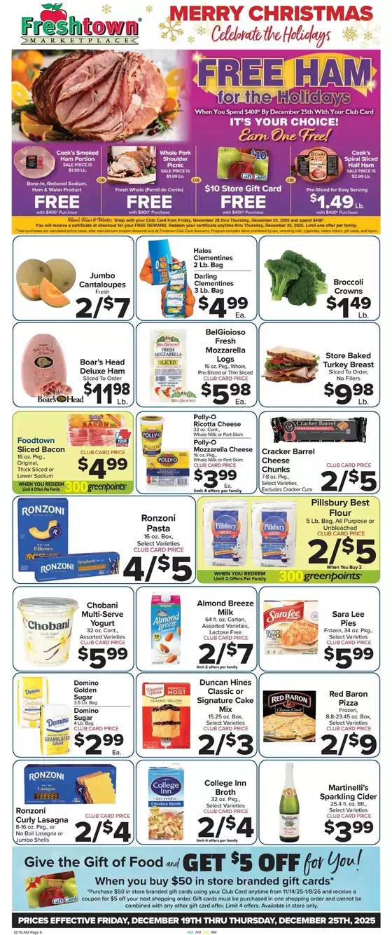 Foodtown supermarkets catalogue in New York | Current special promotions | 2025-12-19T00:00:00.000Z - 2025-12-25T00:00:00.000Z