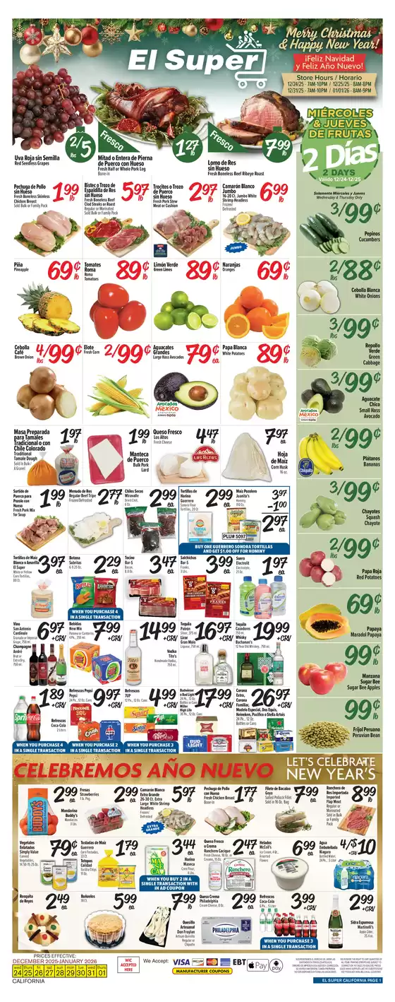 El Super catalogue in Huntington Park CA | Attractive special offers for everyone | 2025-12-24T00:00:00.000Z - 2026-01-01T00:00:00.000Z