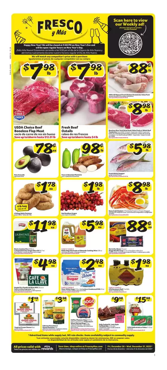 Fresco y Más catalogue | Weekly Circular | 2025-12-26T00:00:00.000Z - 2025-12-31T00:00:00.000Z