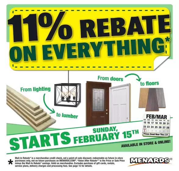 Menards catalogue in Lenoir City TN | 11% OFF Everything! | 2026-02-15T00:00:00.000Z - 2026-03-01T00:00:00.000Z