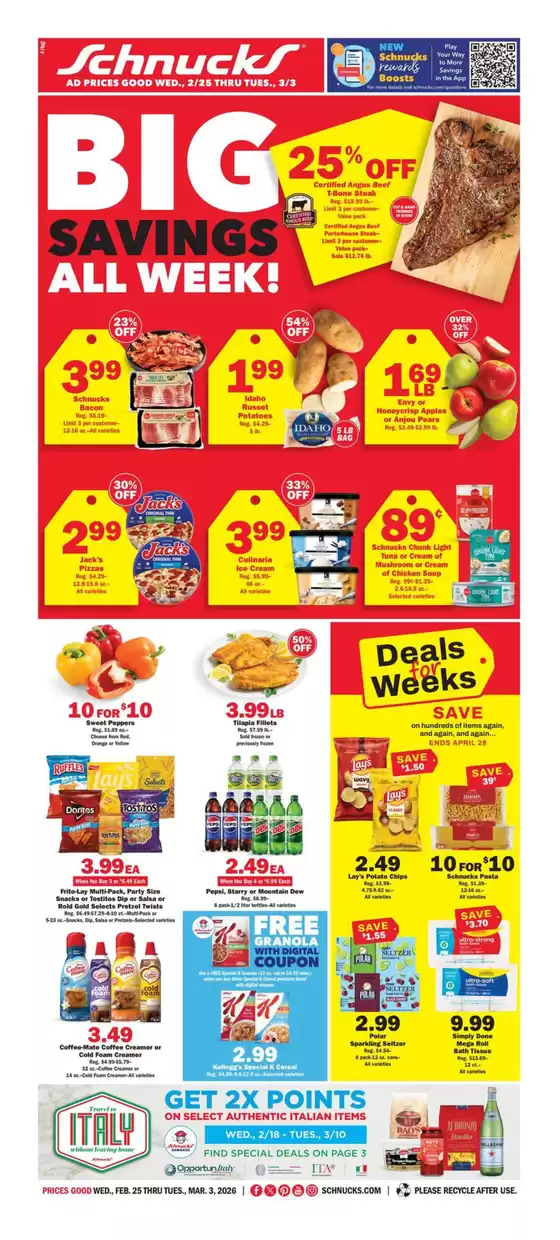 Schnucks catalogue | Great offer for all customers | 2026-02-25T00:00:00.000Z - 2026-03-03T00:00:00.000Z