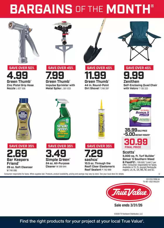 True Value catalogue in Indianapolis IN | Top offers for all bargain hunters | 2026-03-01T00:00:00.000Z - 2026-03-31T00:00:00.000Z
