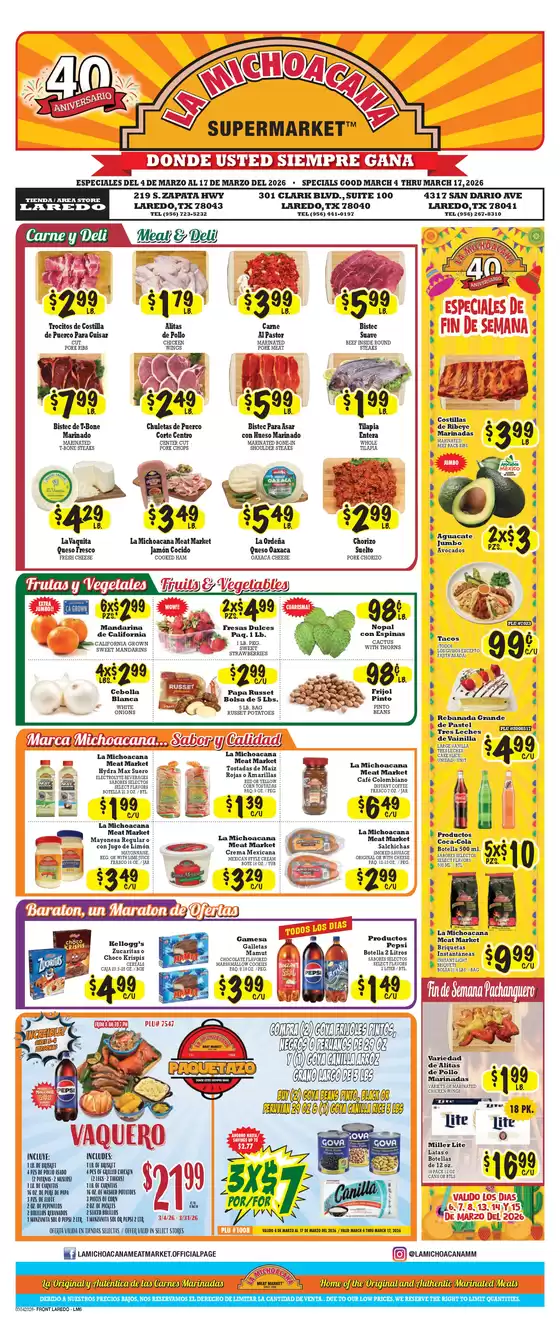 La Michoacana catalogue in Glendale AZ | Exclusive deals for our customers | 2026-03-04T00:00:00.000Z - 2026-03-31T00:00:00.000Z