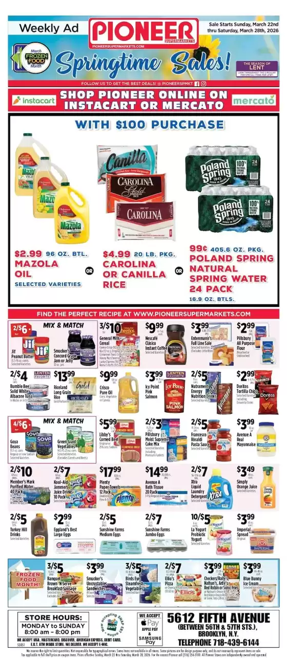 Pioneer Supermarkets catalogue in Harlem NY | Great discounts on selected products | 2026-03-22T00:00:00.000Z - 2026-03-28T00:00:00.000Z