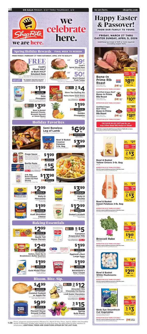 ShopRite catalogue in Reisterstown MD | Week of 03/27 | 2026-03-26T00:00:00.000Z - 2026-04-02T00:00:00.000Z