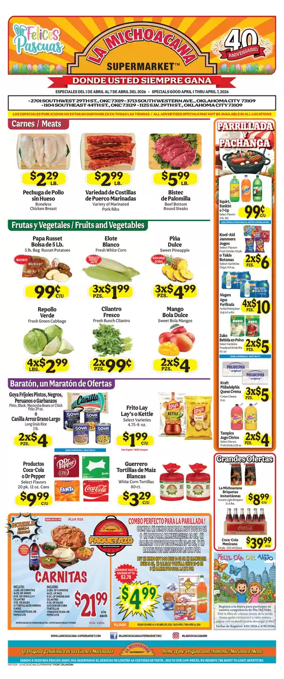 La Michoacana catalogue in Yukon OK | Top deals and discounts | 2026-04-01T00:00:00.000Z - 2026-04-28T00:00:00.000Z