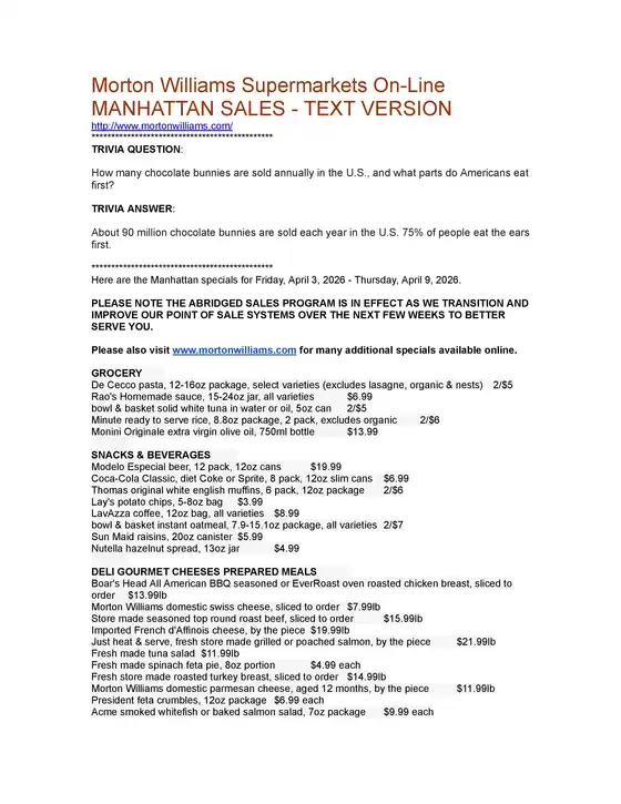 Morton Williams catalogue in Staten Island NY | Exclusive deals for our customers | 2026-04-03T00:00:00.000Z - 2026-04-09T00:00:00.000Z