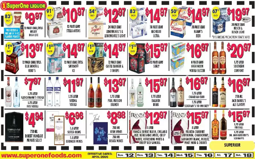 Super One Foods catalogue | Liquor Ad Savings | 2026-04-04T00:00:00.000Z - 2026-04-18T00:00:00.000Z