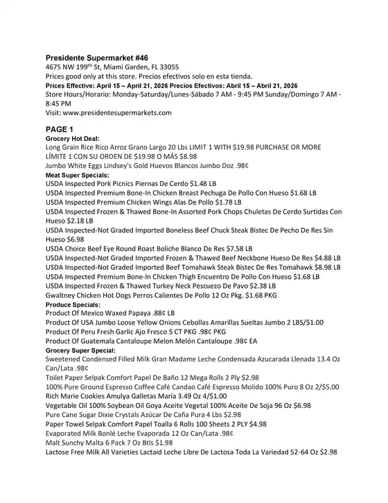 Presidente catalogue | Great discounts on selected products | 2026-04-15T00:00:00.000Z - 2026-04-21T00:00:00.000Z