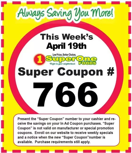 Super One Foods catalogue | Weekly Super Coupon Number | 2026-04-04T00:00:00.000Z - 2026-04-25T00:00:00.000Z