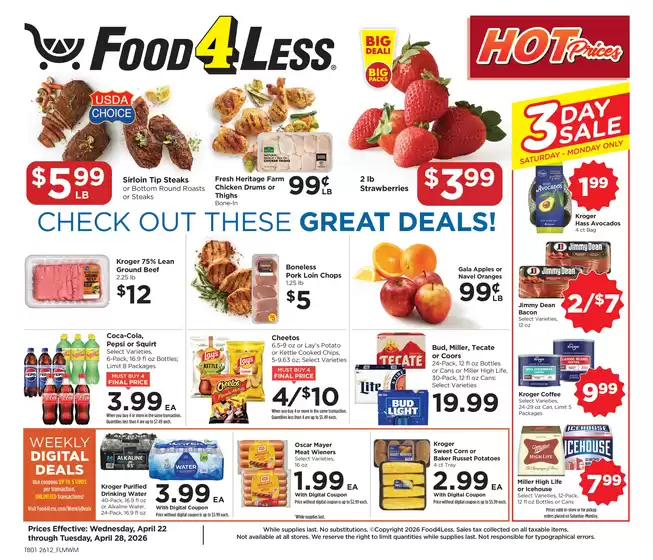 Food 4 Less catalogue | Top deals and discounts | 2026-04-22T00:00:00.000Z - 2026-04-28T00:00:00.000Z
