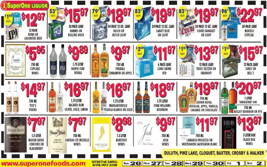 Super One Foods catalogue | Liquor Ad Savings | 2026-04-05T00:00:00.000Z - 2026-05-02T00:00:00.000Z