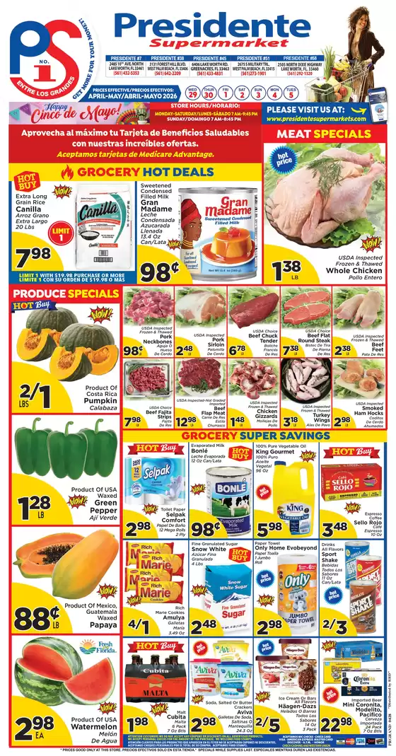 Presidente catalogue in Lantana FL | Great offer for all customers | 2026-04-29T00:00:00.000Z - 2026-05-05T00:00:00.000Z