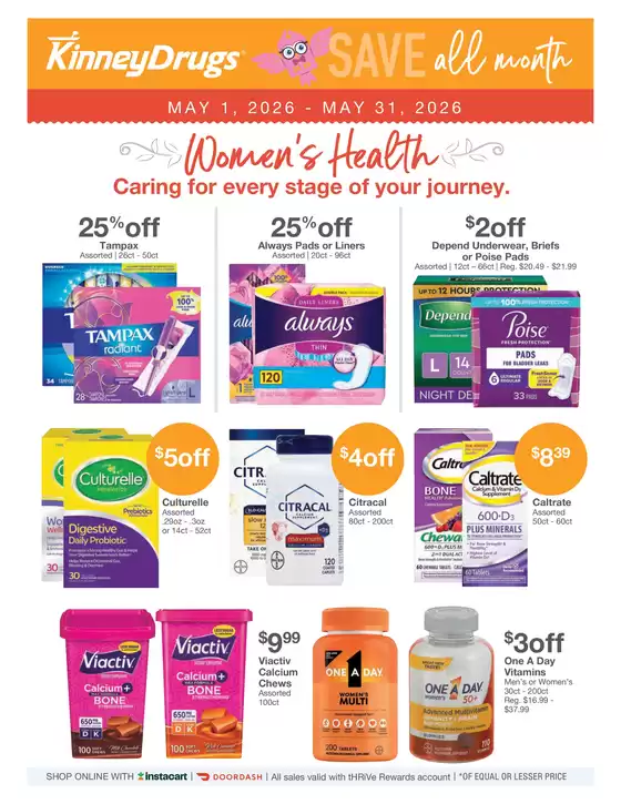 Kinney Drugs catalogue | Current deals and offers | 2026-05-01T00:00:00.000Z - 2026-05-31T00:00:00.000Z