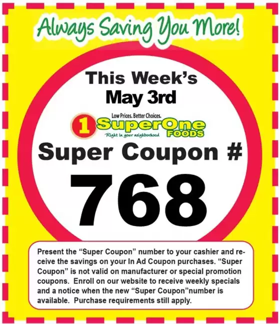 Super One Foods catalogue | Weekly Super Coupon Number | 2026-05-05T00:00:00.000Z - 2026-05-09T00:00:00.000Z