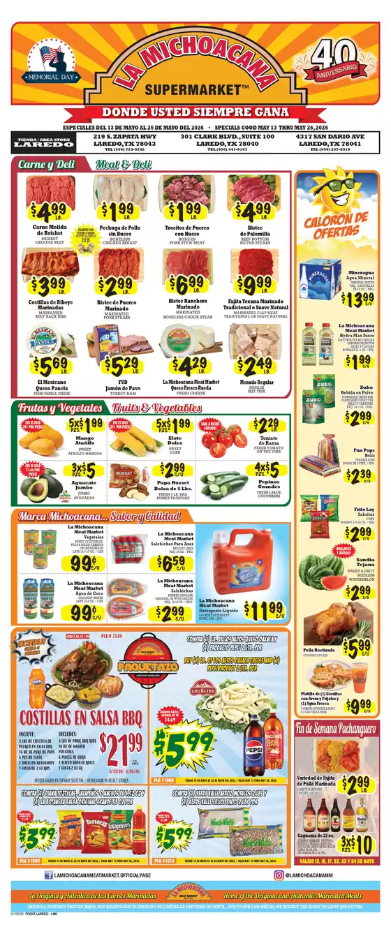 La Michoacana catalogue | Top deals and discounts | 2026-05-13T00:00:00.000Z - 2026-05-26T00:00:00.000Z