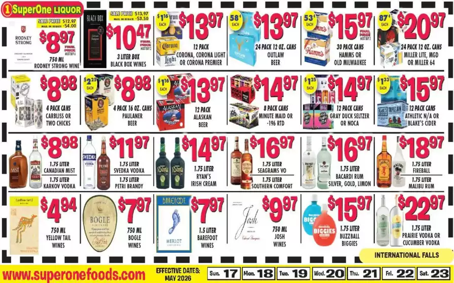 Super One Foods catalogue | Liquor Ad Savings | 2026-05-05T00:00:00.000Z - 2026-05-23T00:00:00.000Z