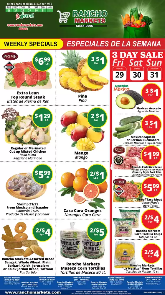 Rancho Markets catalogue in Ogden UT | Rancho Markets weekly ad | 2026-05-26T00:00:00.000Z - 2026-06-01T00:00:00.000Z