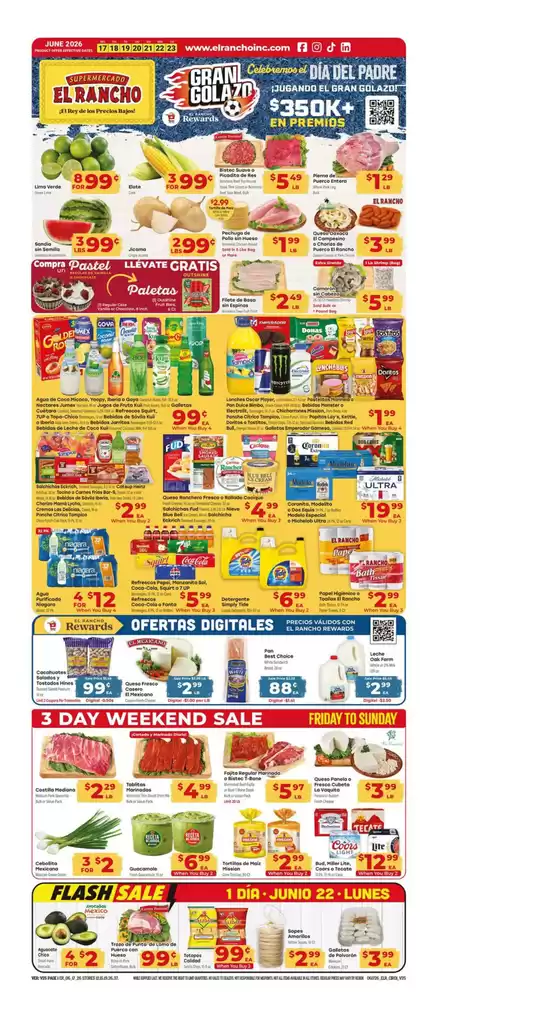 Supermercado El Rancho catalogue in corinth TX | Weekly Ad | 2026-06-17T00:00:00.000Z - 2026-06-23T00:00:00.000Z