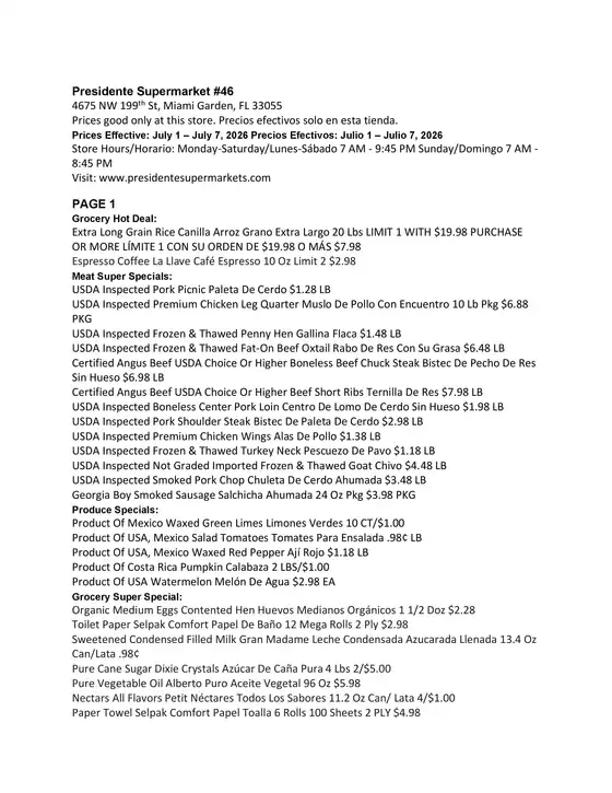 Presidente catalogue | Exclusive deals and bargains | 2026-07-01T00:00:00.000Z - 2026-07-07T00:00:00.000Z