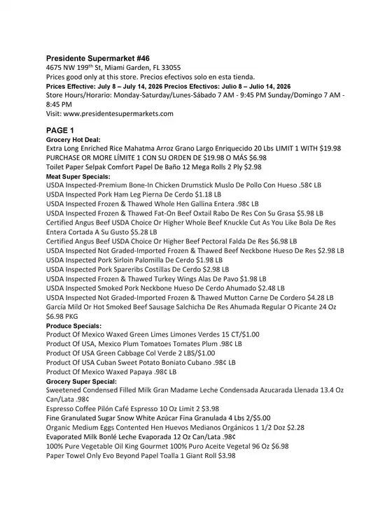 Presidente catalogue | Exclusive deals and bargains | 2026-07-08T00:00:00.000Z - 2026-07-14T00:00:00.000Z