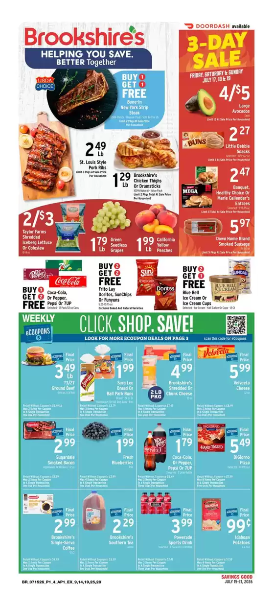Brookshire's catalogue | Top deals for all customers | 2026-07-15T00:00:00.000Z - 2026-07-21T00:00:00.000Z