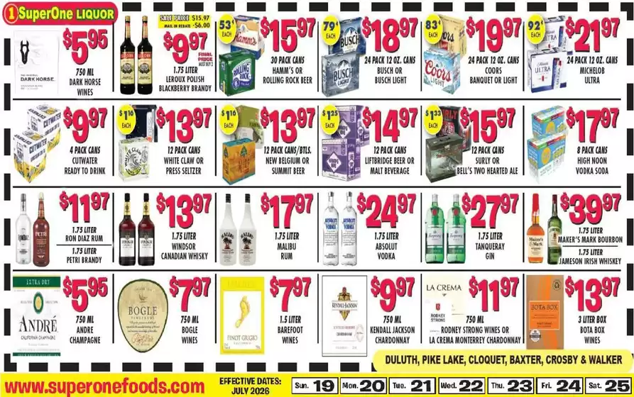 Super One Foods catalogue | Liquor Ad Savings | 2026-07-07T00:00:00.000Z - 2026-07-25T00:00:00.000Z