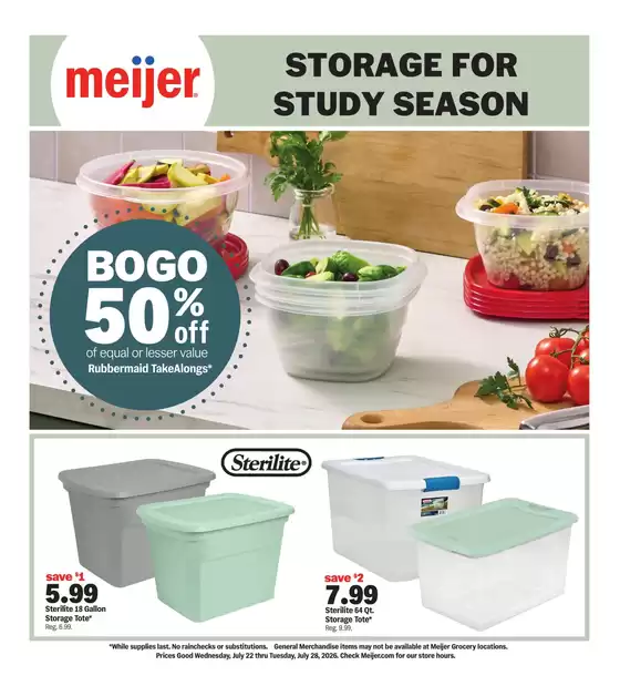 Meijer catalogue in Dearborn Heights MI | storage for study season | 2026-07-22T00:00:00.000Z - 2026-07-28T00:00:00.000Z