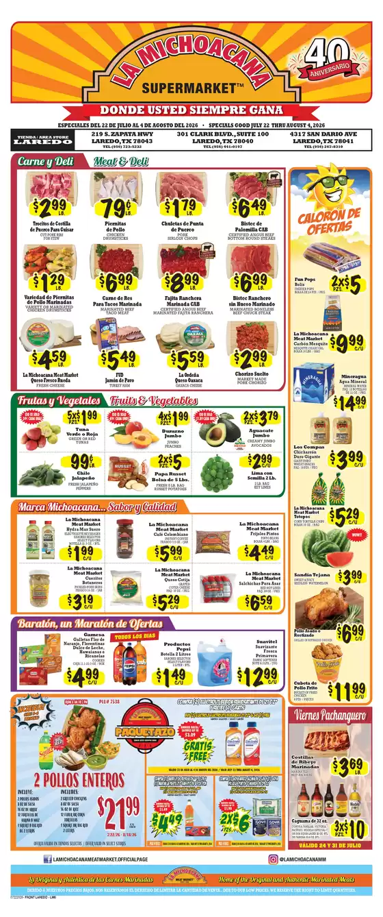 La Michoacana catalogue | Current special promotions | 2026-07-22T00:00:00.000Z - 2026-08-04T00:00:00.000Z