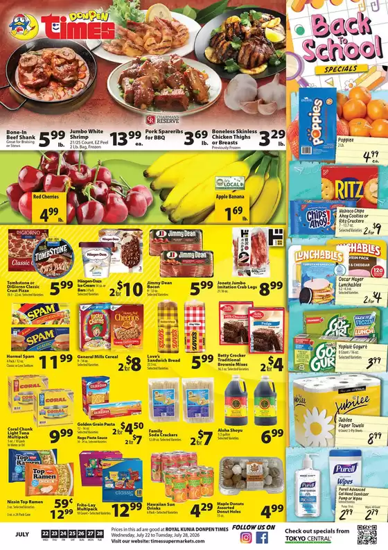 Times Supermarkets catalogue | DONPEN TIMES KUNIA AD - July 22, 2026 | 2026-07-22T00:00:00.000Z - 2026-07-28T00:00:00.000Z
