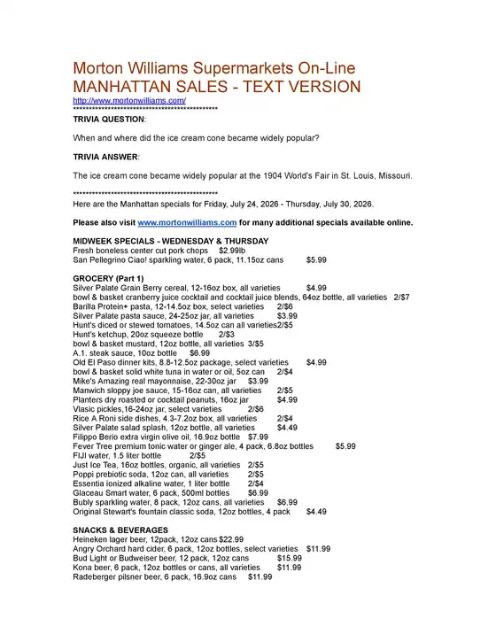 Morton Williams catalogue | Current special promotions | 2026-07-24T00:00:00.000Z - 2026-07-30T00:00:00.000Z