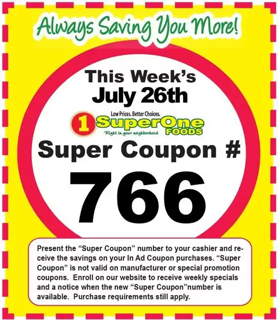 Super One Foods catalogue | Weekly Super Coupon Number | 2026-07-08T00:00:00.000Z - 2026-08-01T00:00:00.000Z