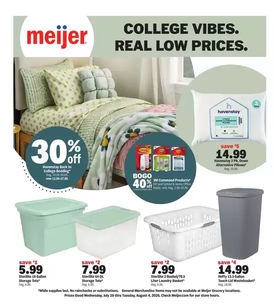 Meijer catalogue | college vibes. real low prices. | 2026-07-29T00:00:00.000Z - 2026-08-04T00:00:00.000Z
